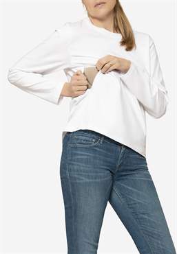 T-shirt d\'allaitement blanc 100% coton bio - fonction d\'allaitement