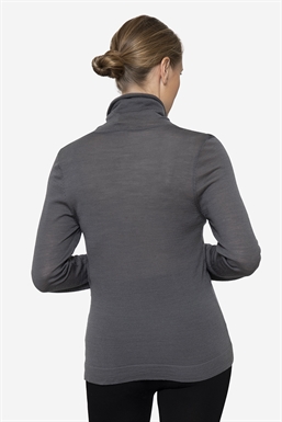 Pull d\'allaitement gris à col roulé - Vue de dos