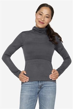 Pull d\'allaitement gris à col roulé, en pied