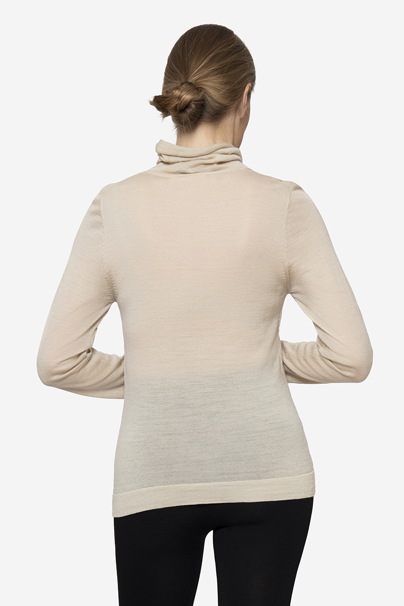 Pull d'allaitement beige à col roulé