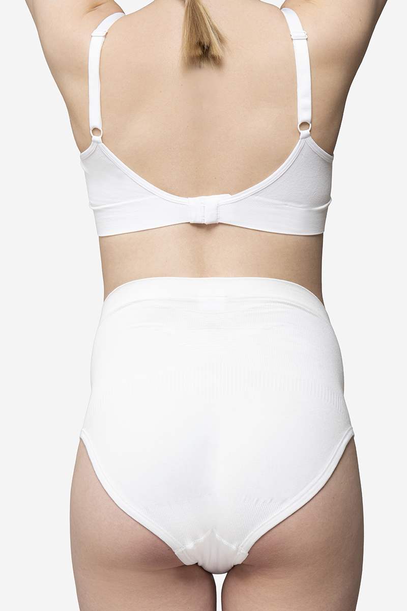 Culotte de grossesse taille haute - blanc en coton