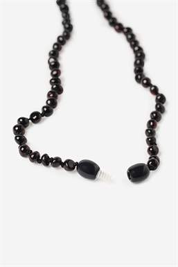 Collier Maman et papa d’ambre noir  - Ouvert