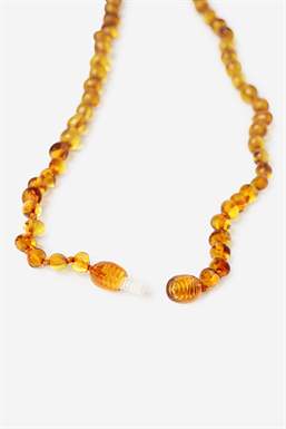 Collier Maman et papa d’ambre cognac -Ouvert