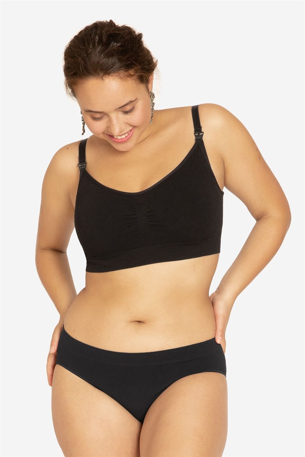 Soutien-gorge de grossesse et d’allaitement Milker noir en 81% Merino laine