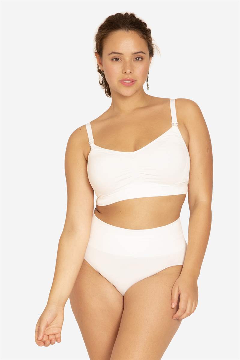 Culotte de grossesse taille haute - blanc en coton