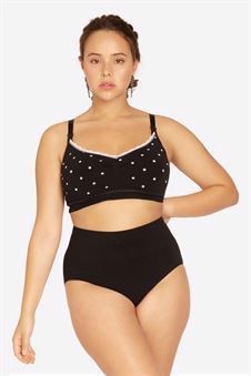 Soutien-gorge allaitement noir à pois façon brassière - En extérieur