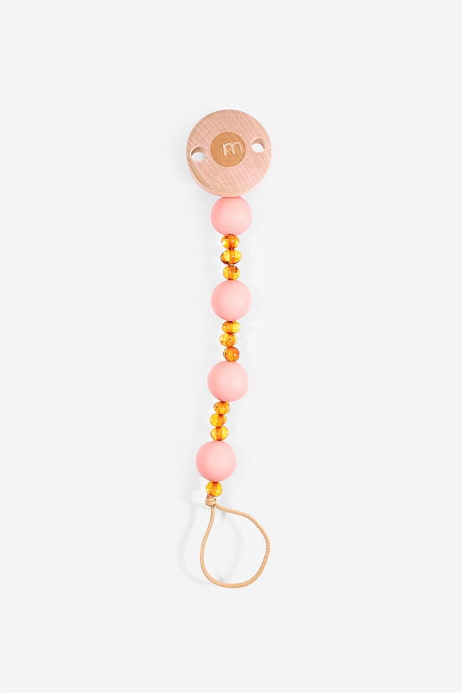 Attache tétine Ambre - Cognac/rose