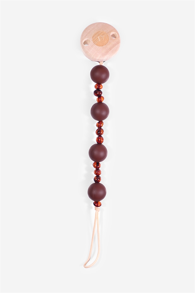 Attache-tétine ambre - marron