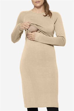 Robe d\'allaitement beige en Mulesing-free laine mérinos -  Fonction d\'allaitement