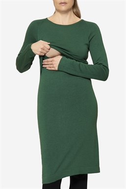 Robe d\'allaitement vert – coupe classique à col rond - Fonction d\'allaitement