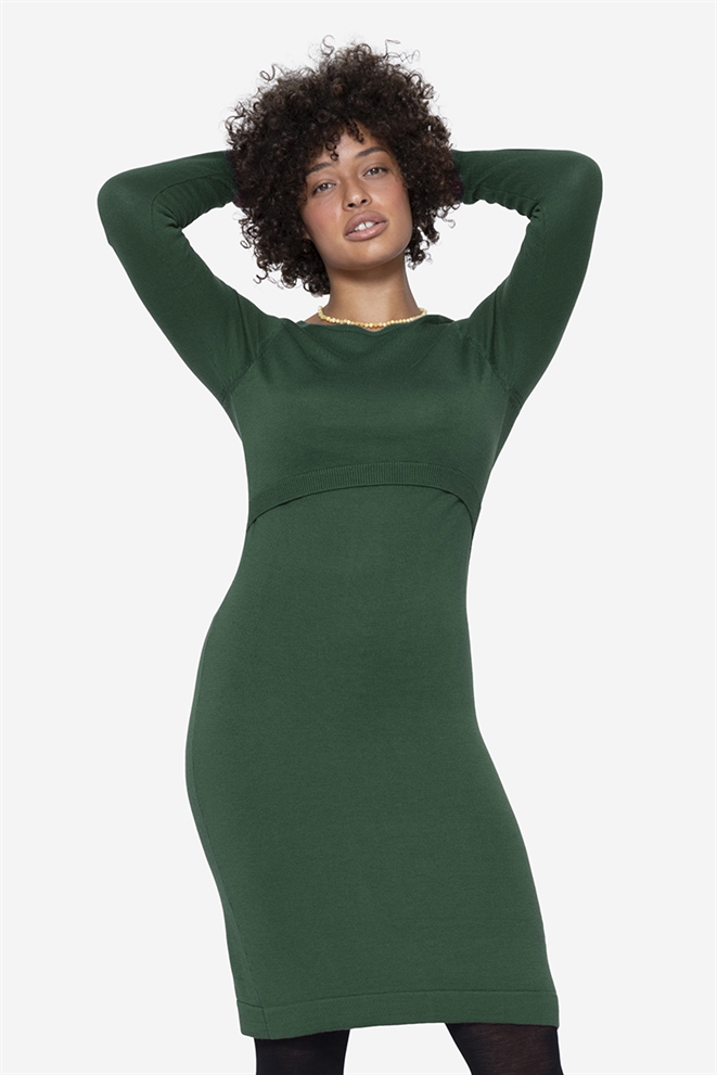 Robe d\'allaitement vert – coupe classique à col rond