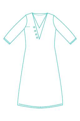 Robe d’allaitement tricotée côtelée noire en laine mérinos avec col en V - Détail