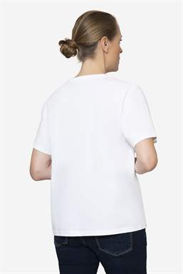 T-shirt blanc classique en coton 100 % bio, avec ouverture pour allaiter - vue de dos