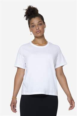 T-shirt blanc classique en coton 100 % bio, avec ouverture pour allaiter - Vue de face