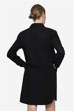 Robe tunique d’allaitement ample, noire en coton bio - vue de dos