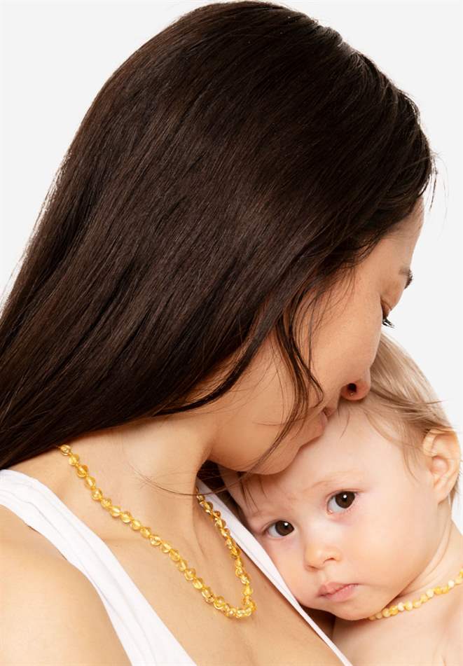 Collier Maman et papa d’ambre miel