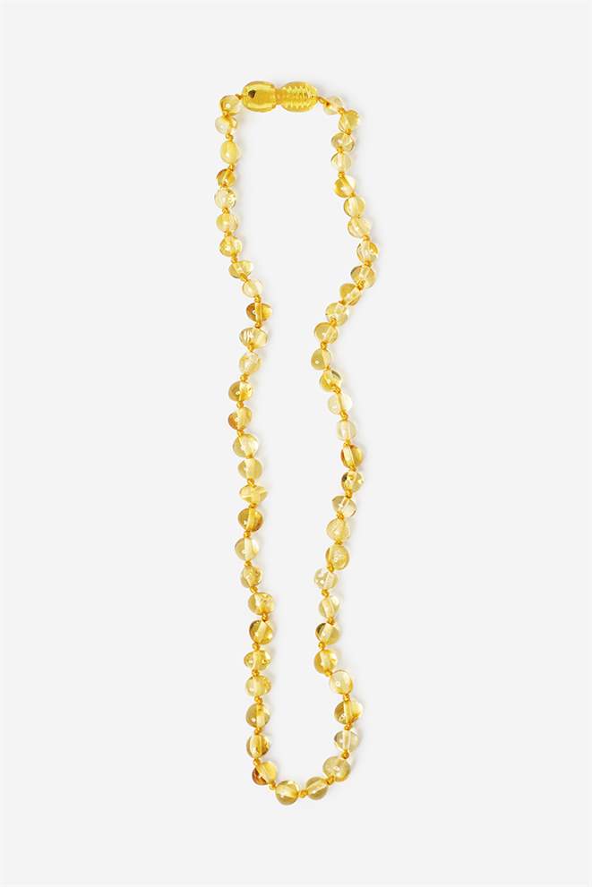 Collier de dentition couleur miel pour bébé/bambin — matériau 100 % naturel