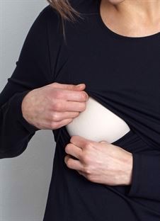 Blouse allaitement noire classique en coton biologique - fonction d\'allaitement