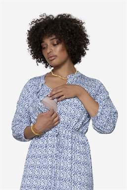 Robe d’allaitement  bleu fleurie style bohème, fonction d\'allaitement