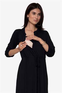 Robe d’allaitement noire style bohème (cultivées biologiques) -  fonction d\'allaitement