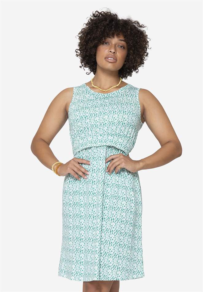 Robe d’allaitement rose sans manches à motifs floraux, en bambou, en pied 