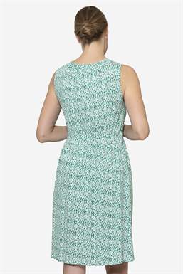 Robe d’allaitement vert sans manches à motifs floraux, en bambou, vue de dos 