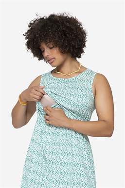 Robe d’allaitement vert sans manches à motifs floraux, en bambou, fonction d\'allaitement 