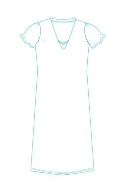 Robe d\'allaitement bleue à manches papillon en jersey de bambou bio, détail
