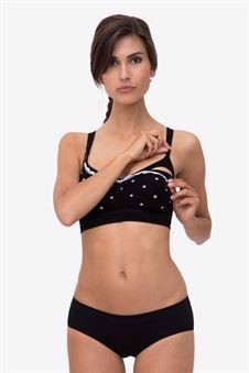 Soutien-gorge d’allaitement noir à pois façon brassière