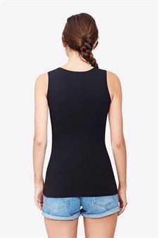 Haut allaitement noire – Modèle classique et simple en coton bio, vue de dos
