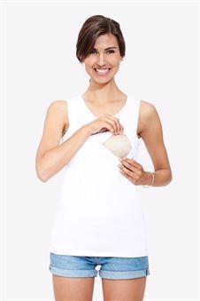 Haut d\'allaitement blanc – Modèle classique et simple en coton bio - fonction d\'allaitement