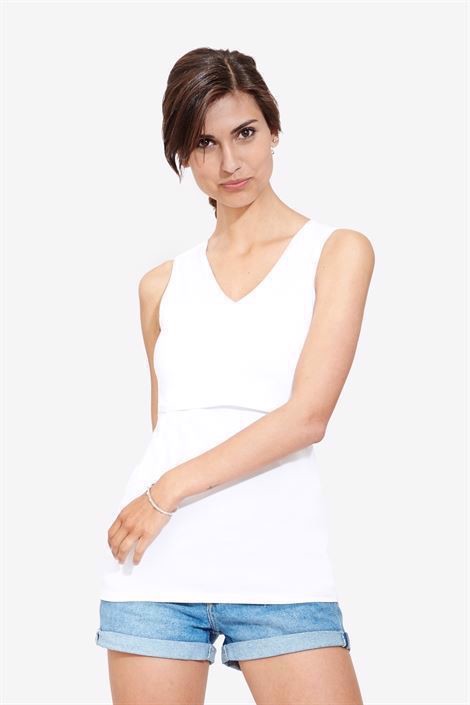 Haut d\'allaitement blanc – Modèle classique et simple en coton bio - vue de face