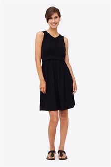 Robe d’allaitement noire sans manches, jusqu’aux genoux en fibre de bambou